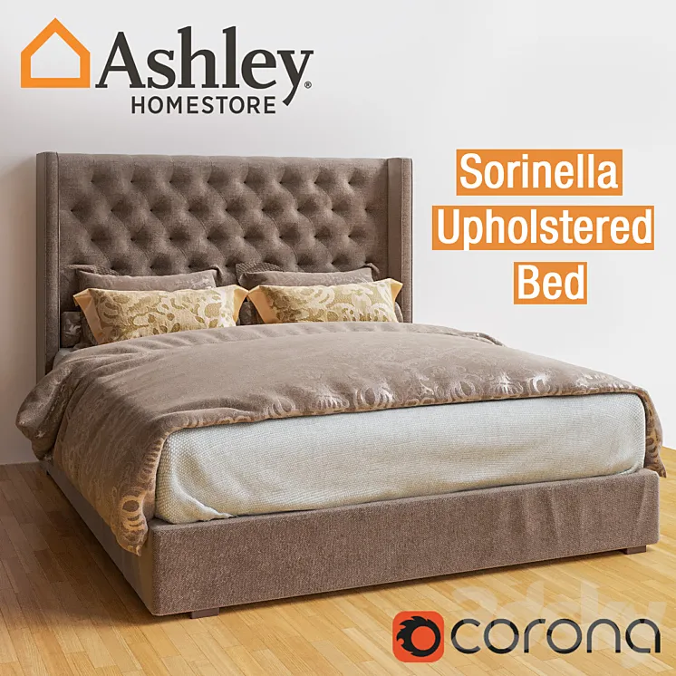 Ashley Sorinella Upholstered Bed 3DS Max