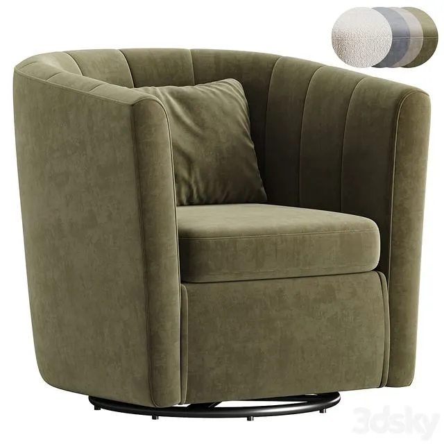 Ashworth Upholstered Swivel Barrel Chair 3dsMax Model