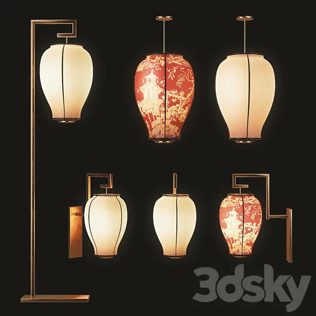 Asian Light Set 3DS Max Model