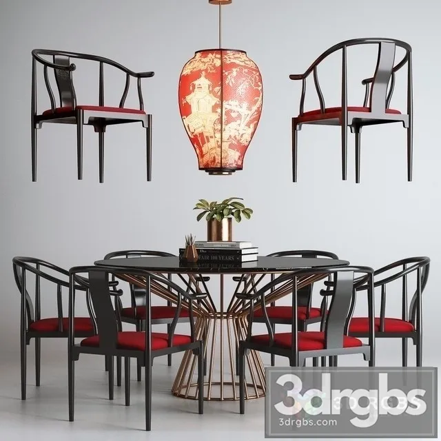 Asian Table and Chair Set 01 3dsmax Download