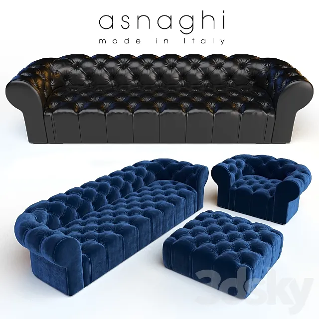 Asnaghi Magnum sofa & armchair & pouf 3DSMax File