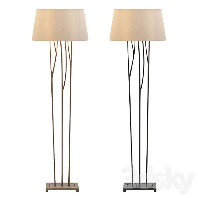 Aspen Floor Lamp with Natural Paper Shade 3DS Max Model