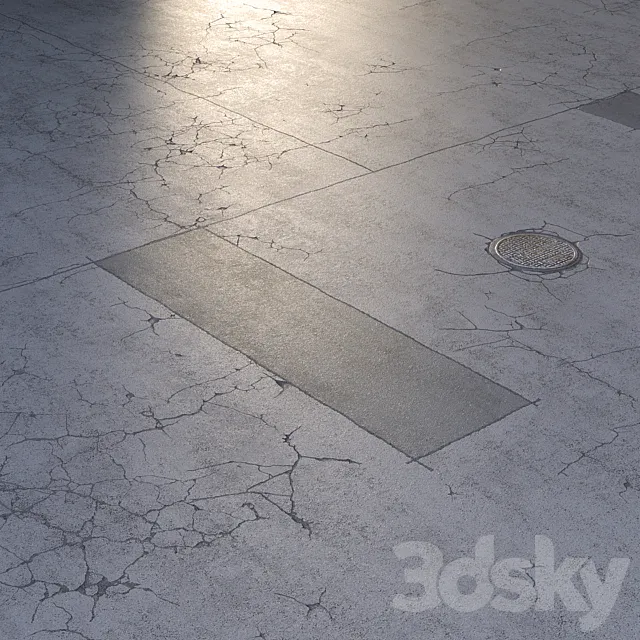 Asphalt with cracks and patches. Editable 3ds Max