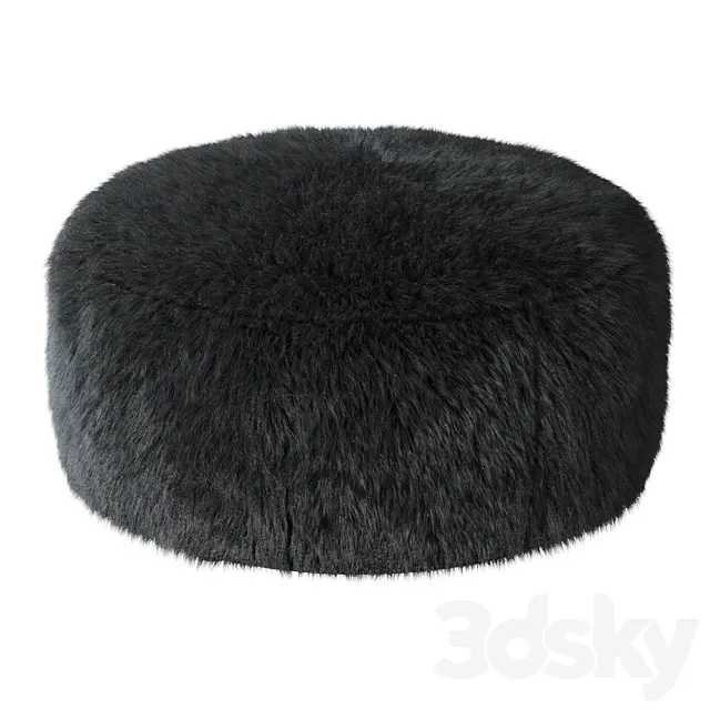 Aspyn Faux Fur Shag Ottoman 3ds Max