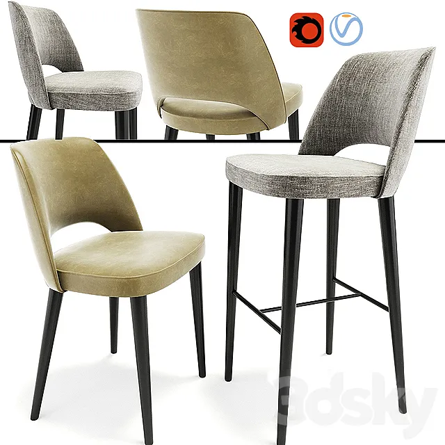 Astor Dining Chair And Bar Stool 3DSMax File