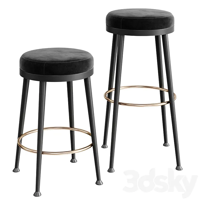 ATLAS BLACK VELVET BAR STOOLS 3DS Max Model