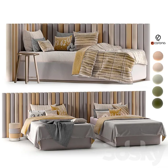 attached and day bed set30 3DS Max Model