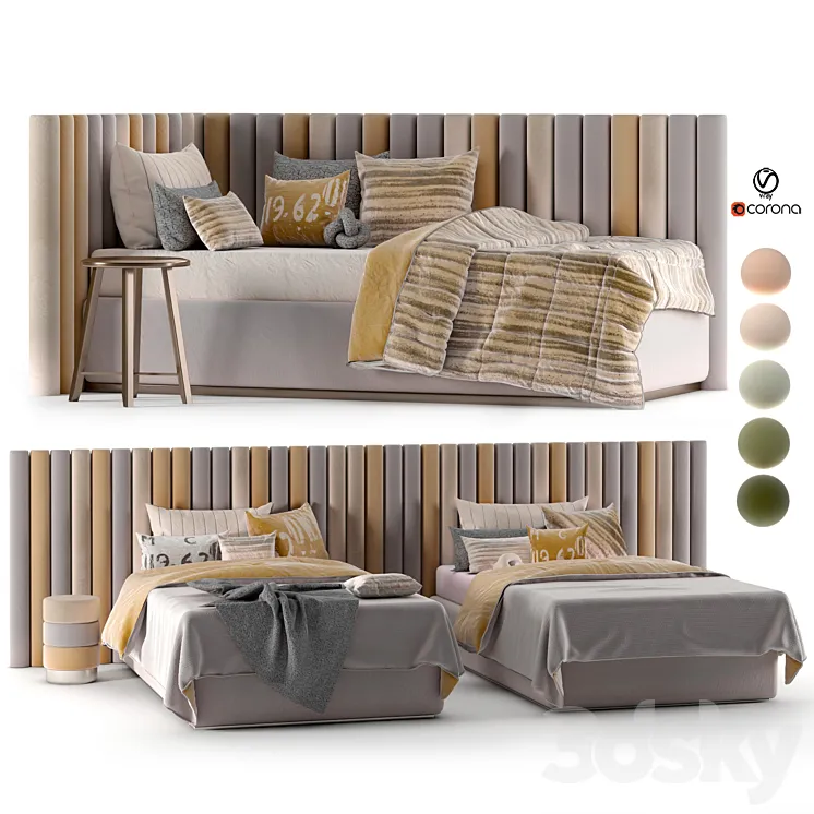 attached and day bed set30 3DS Max