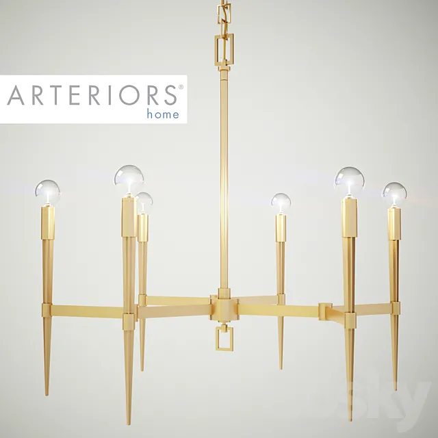 Auburn Antique Brass Chandelier from Arteriors 3DS Max Model