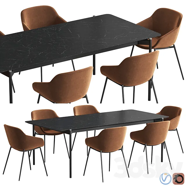 Augusta table Vienna chair Boconcept 3ds Max