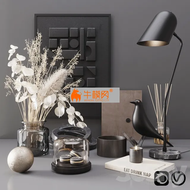 Black modern set 3D model – 1173