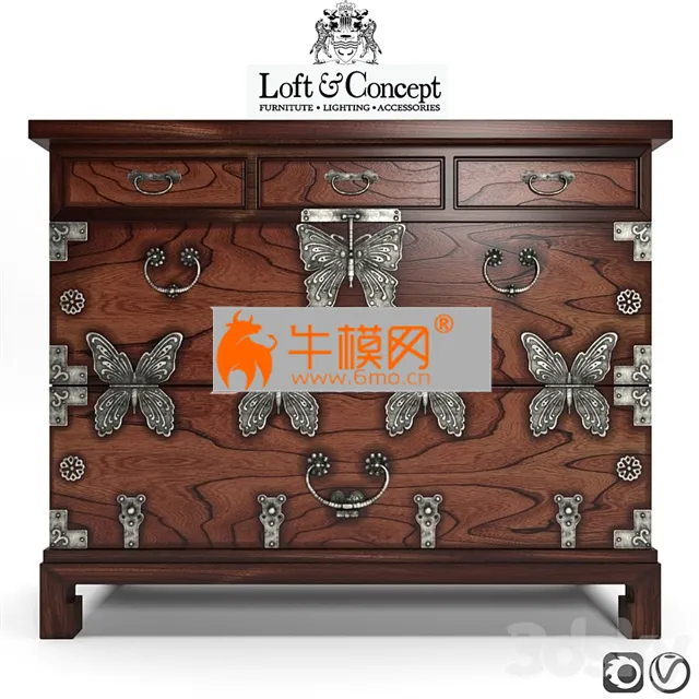 CHINOISERIE CHEST  OF DRAWERS BUTTERFLY – 1404