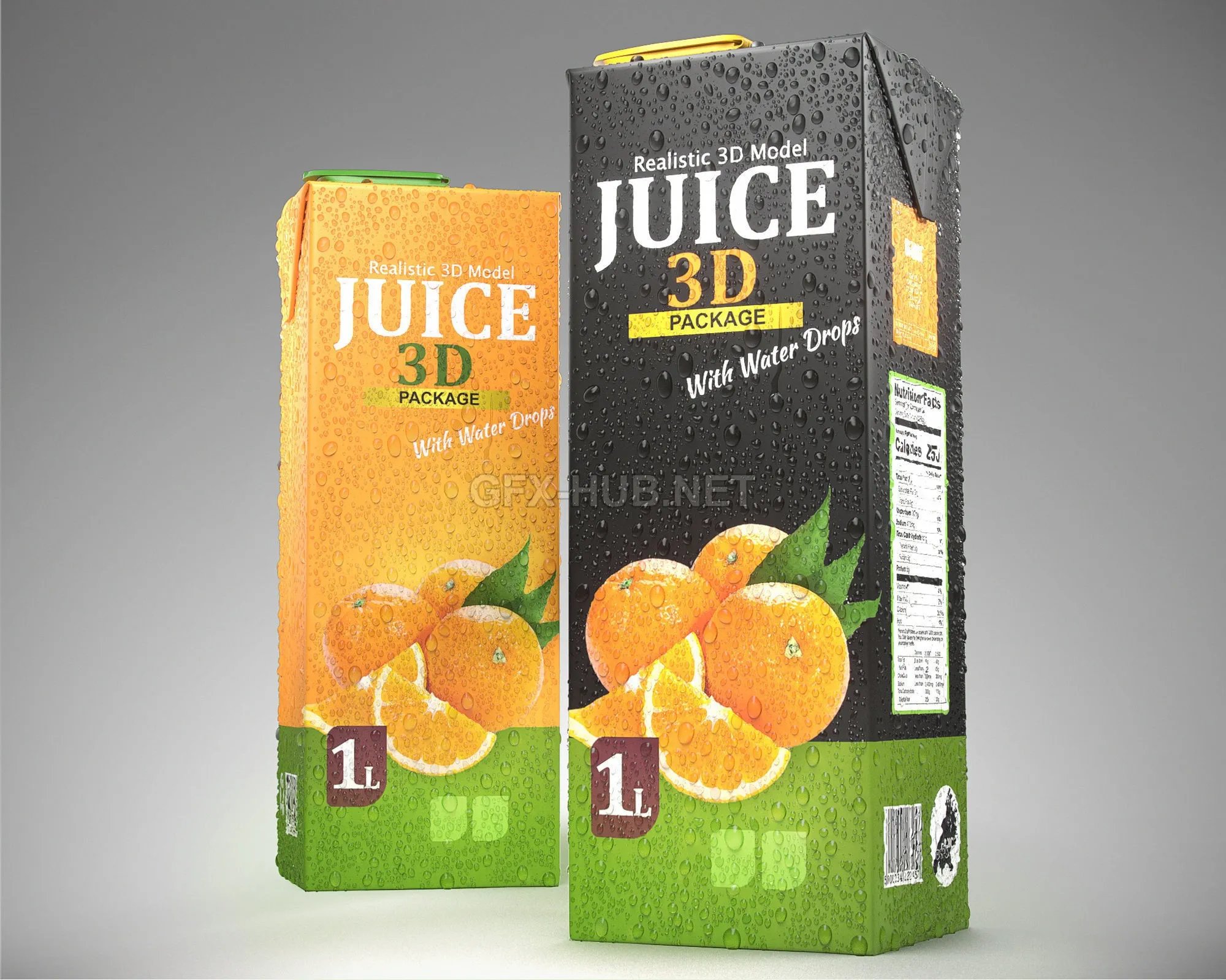 Juice Box 1L Size (Vray, Corona, fbx, obj) – 2074