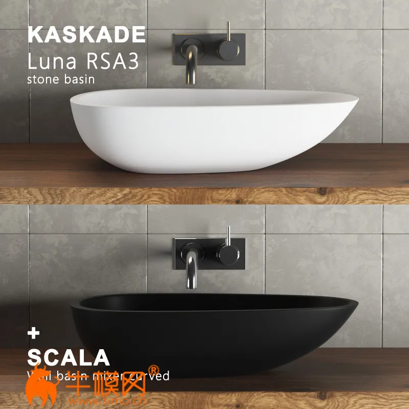 Kaskade Luna RSA3 + Scala wall basin mixer curved (max 2011, fbx) – 2087