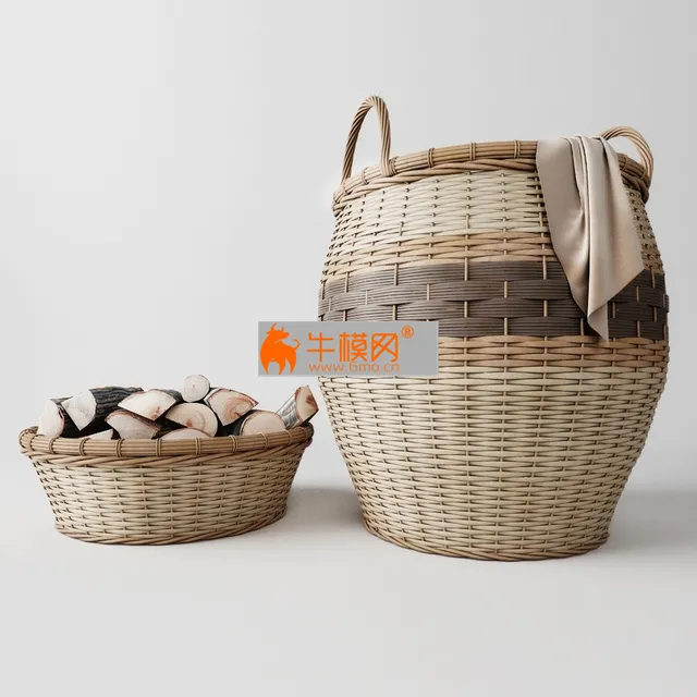 Laundry Basket Basket With Wood – 2130