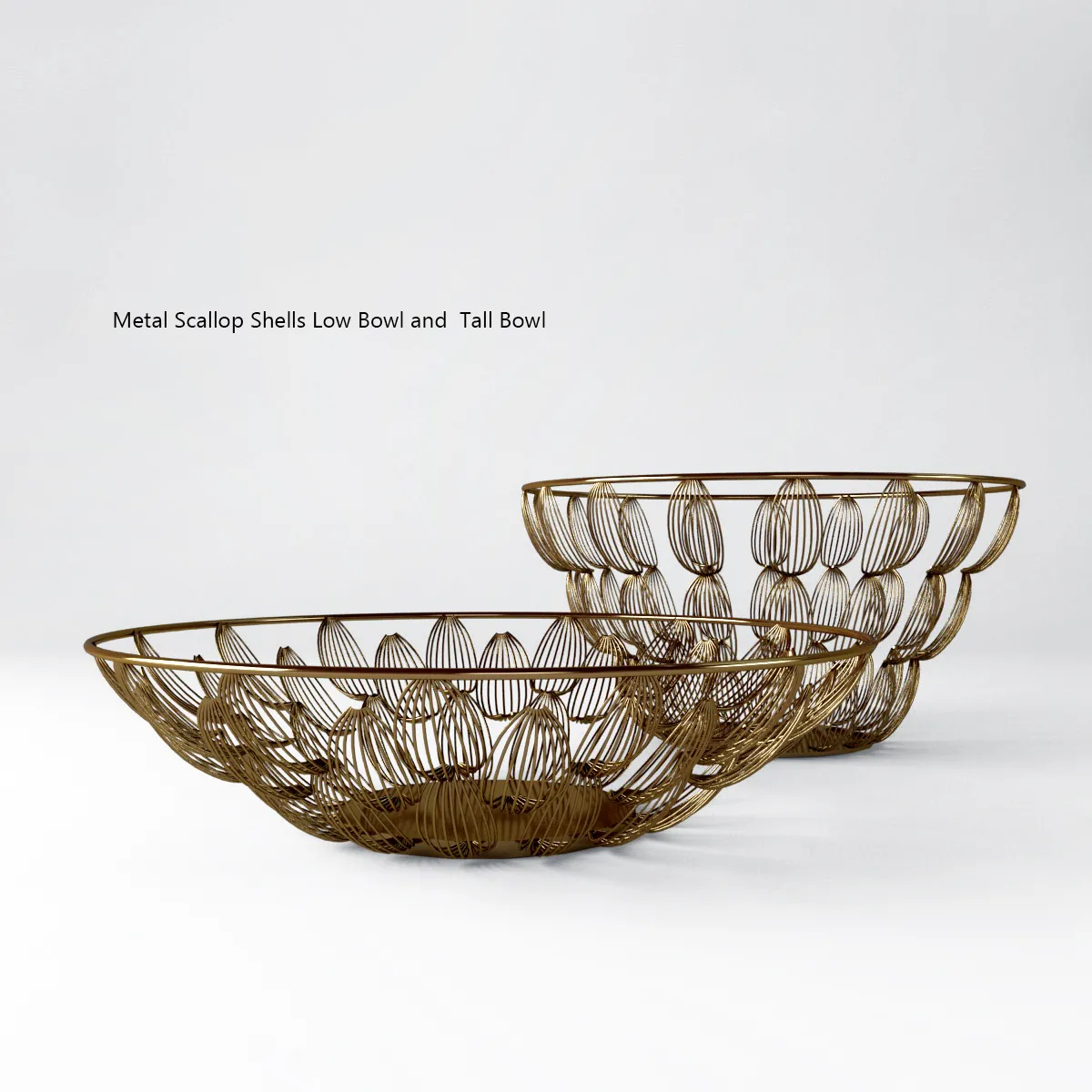 Metal Scallop Shells Low Bowl and Tall Bowl – 2282