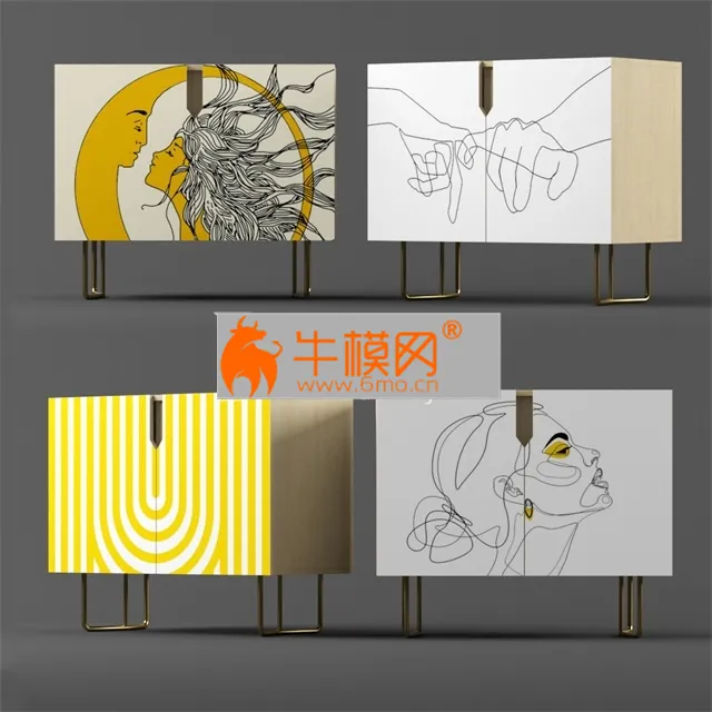 Nightstand set 01 Yellow art – 2397