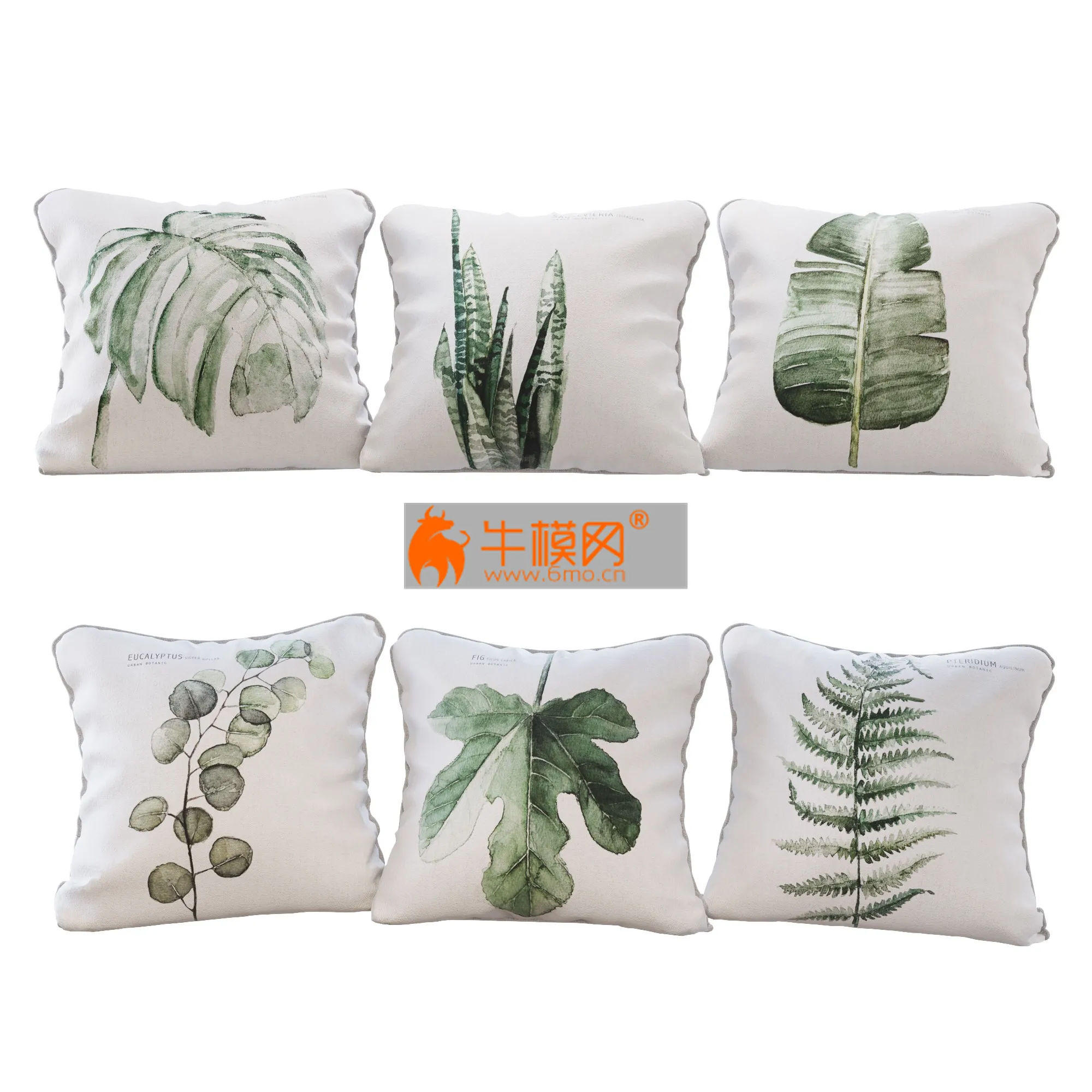 Set of 6 pillows with Urban Botanic 01 print – 2788