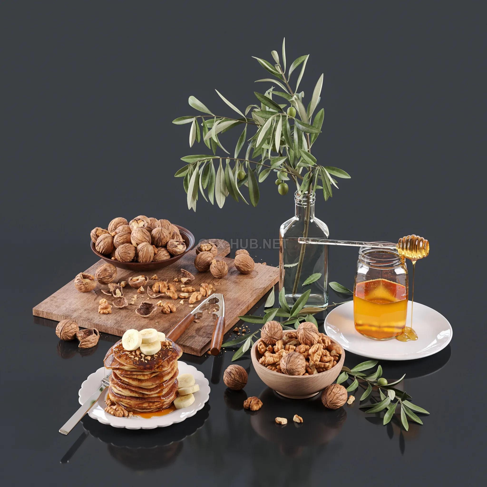 Set with pancakes and walnut – 2813