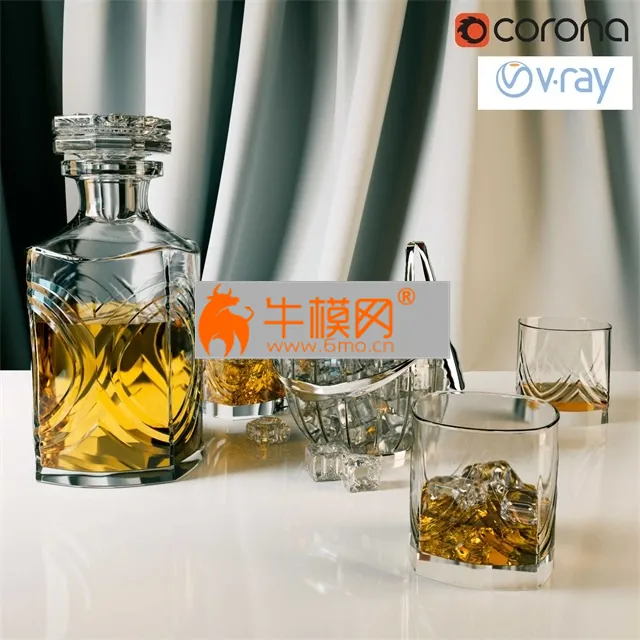 Whiskey set with backet for ice – 3163