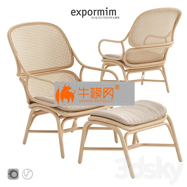 Expormim Frames Armchair with ottoman – 3359
