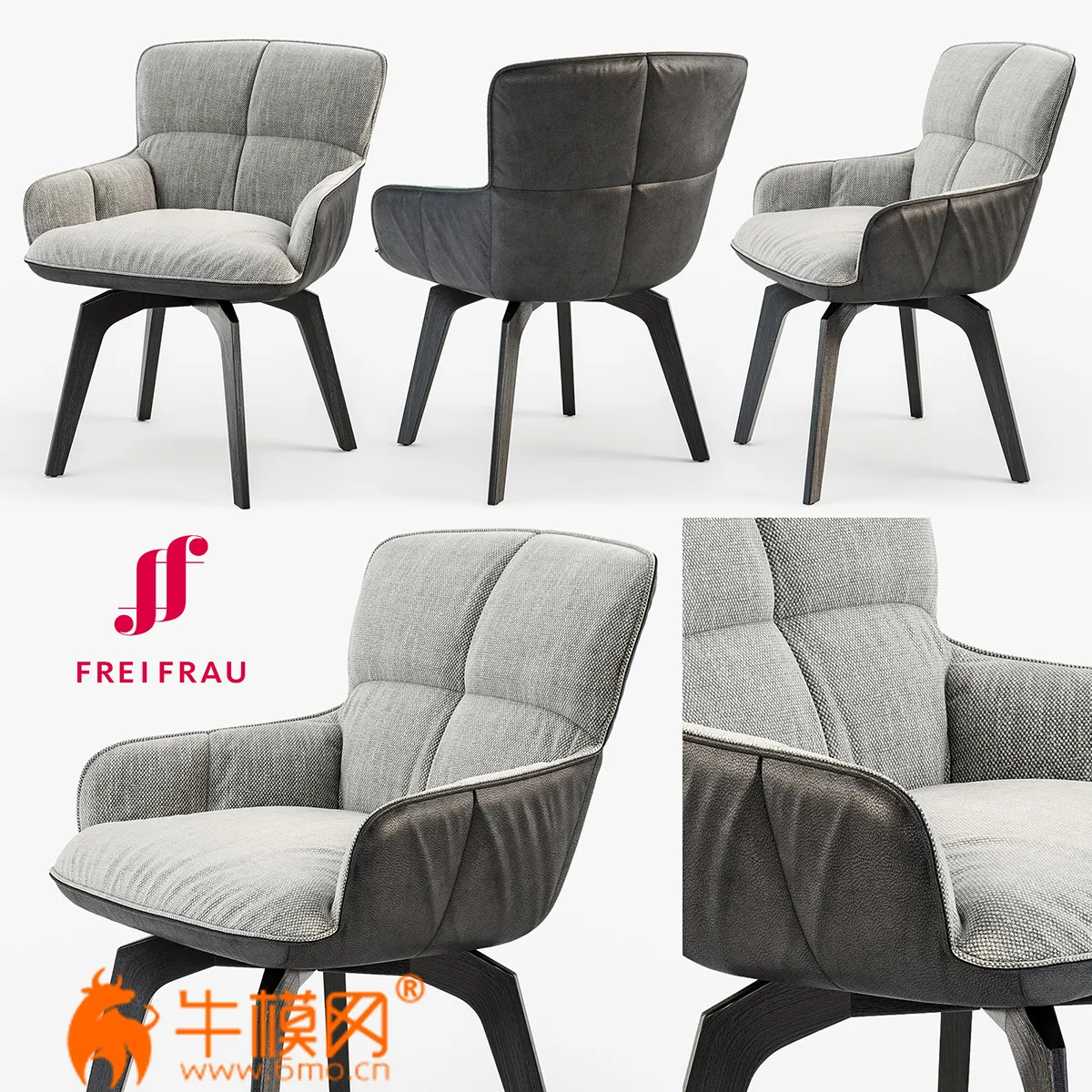 Freifrau Marla armchair low wooden frame (max 2011, 2014, obj) – 3366