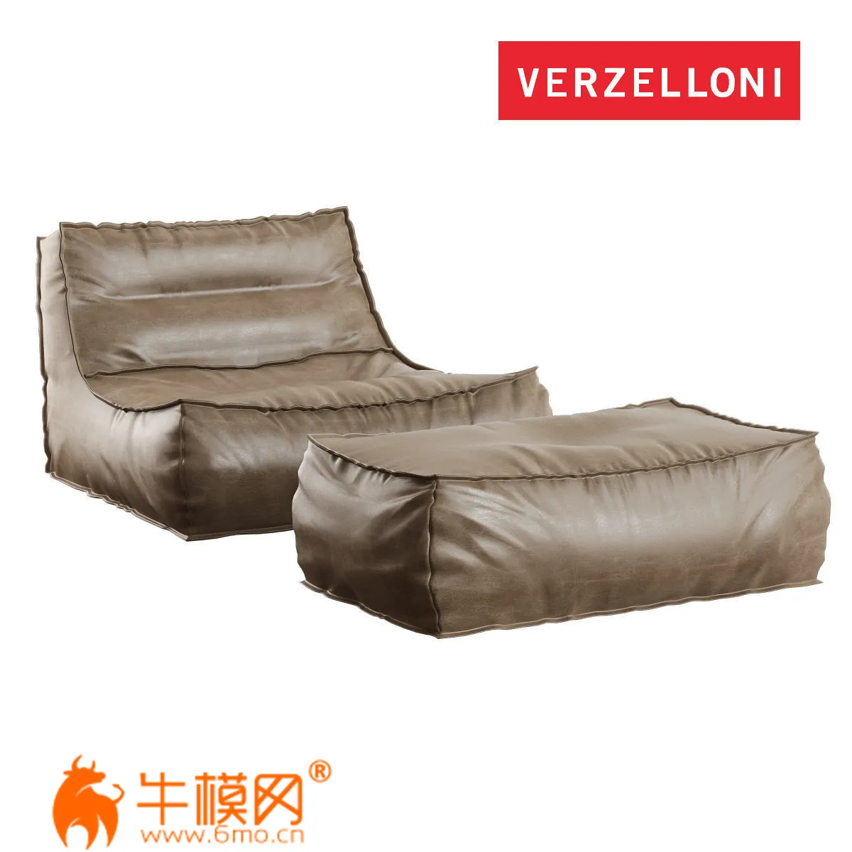Verzelloni Zoe Large armchair and pouf – 3461