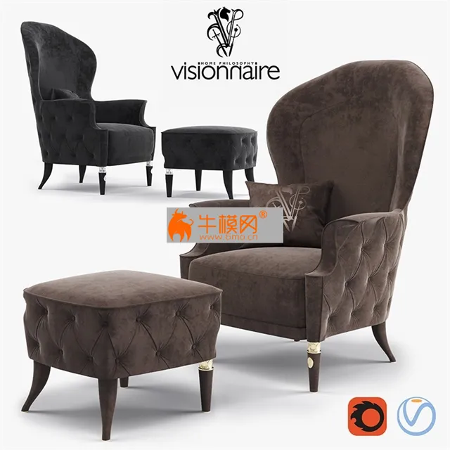 Visionnaire Alice Armchair with puff – 3463