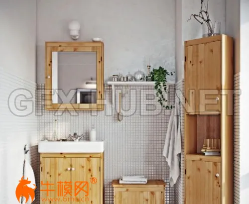 Nordic bathroom cabinet model combination (max 2011 Vray) – 3577
