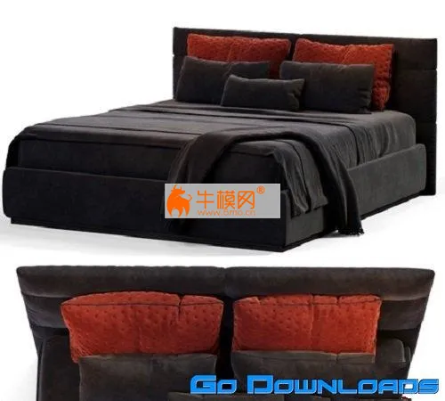 Modern black double bed – 3776