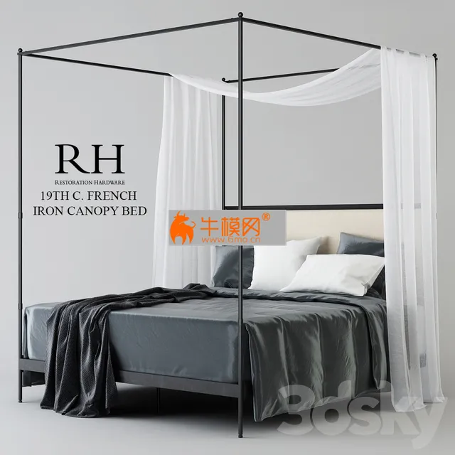 RH 19TH WITH FRENCH IRON CANOPY BED – 3805