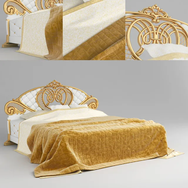 White and gold classic bed – 3841