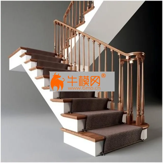 Classical staircase with carpet – 3896