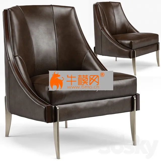 Keene Modern Classic Espresso Brown Leather Bronze Arm Chair – 4123