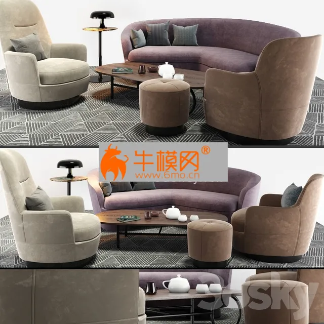 Minotti Sofa And Arm Chair Set – 4154