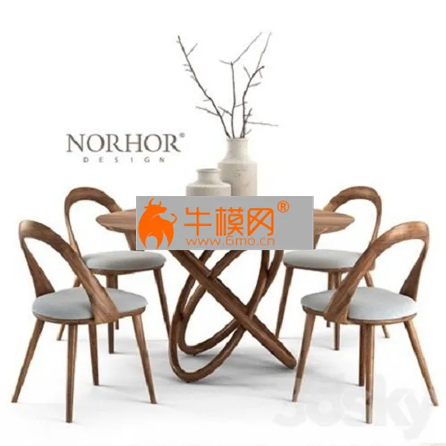 NORHOR Bergen round table and Walnut chair – 4168