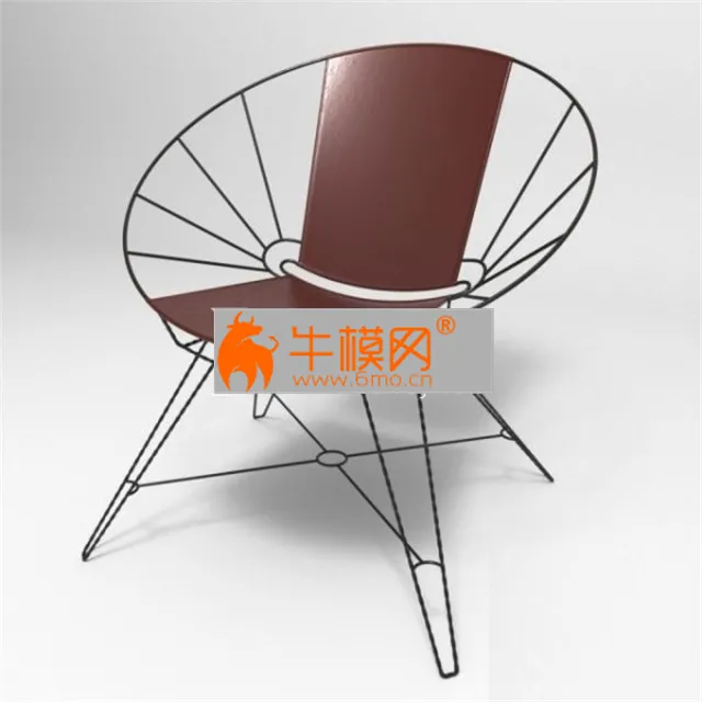 Sculpted Metal + Leather Bowl Chair – 4211
