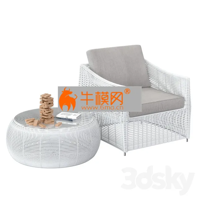 Table and rattan chair – 4236