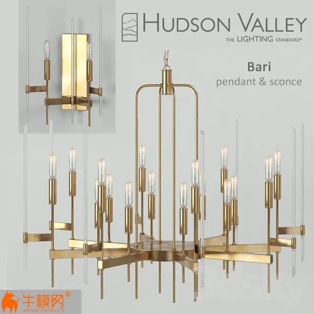 Chandelier Hudson Valley Bari pendant and sconce – 4313