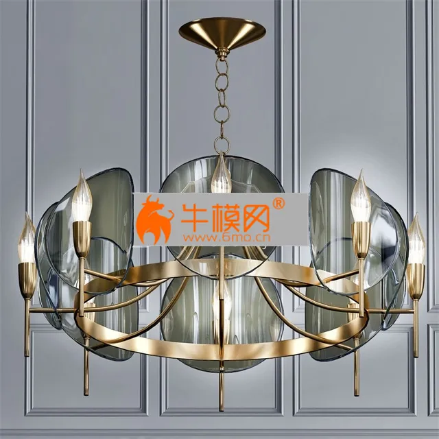 Concave Smoked Lucite Disc Chandelier – 4344