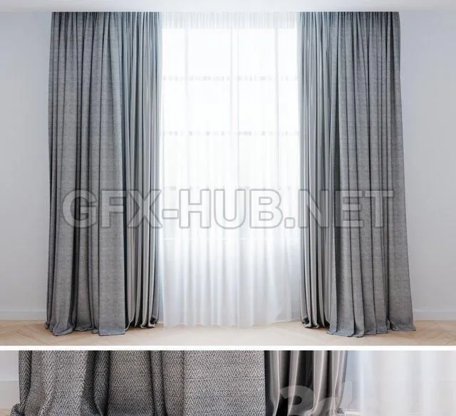 Curtains gray with tulle  Modern curtains – 4539