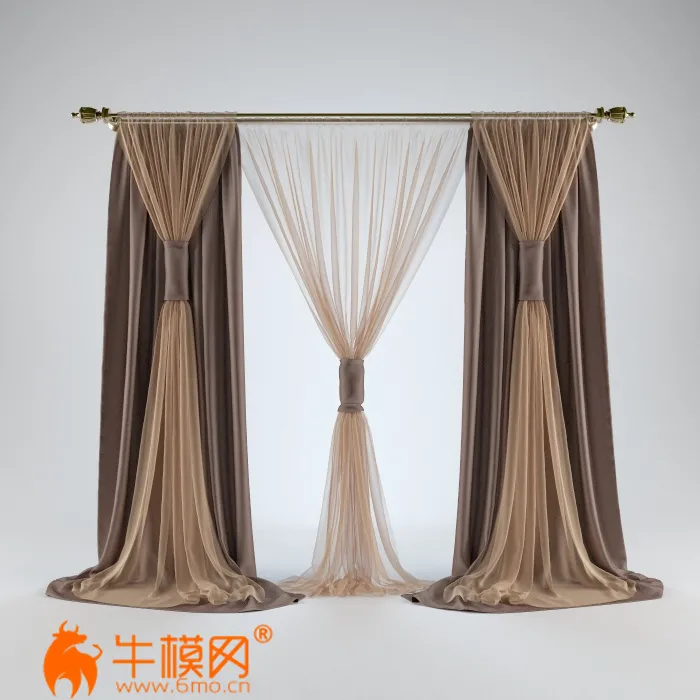 Curtains with tulle (max, obj) – 4545