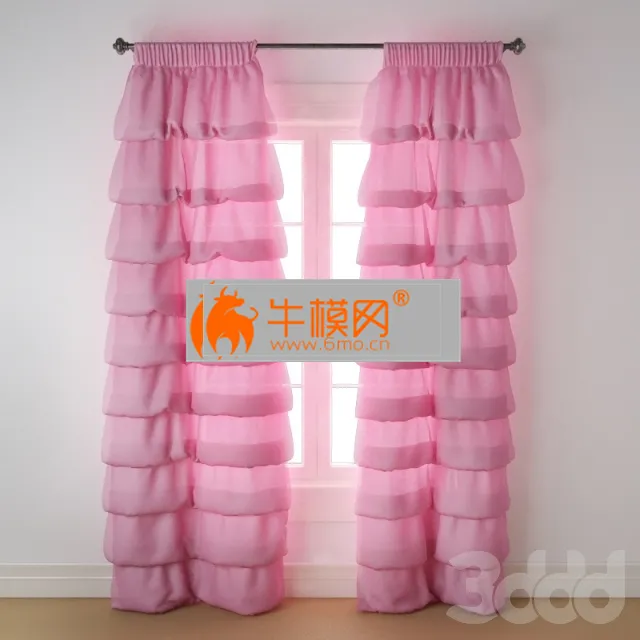 Pink curtain with drapery – 4557