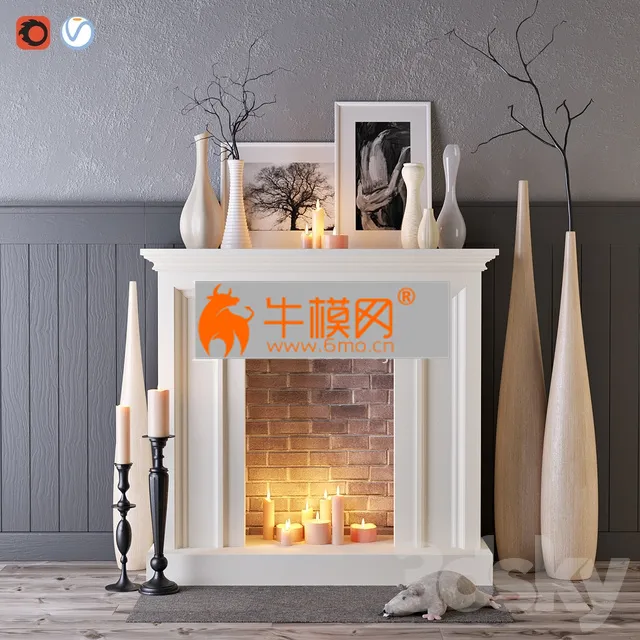 Decorative fireplace with candles – 4649