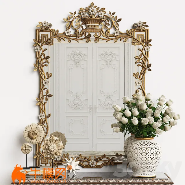 Mirror Chelini Art.1201 with a bouquet – 4812