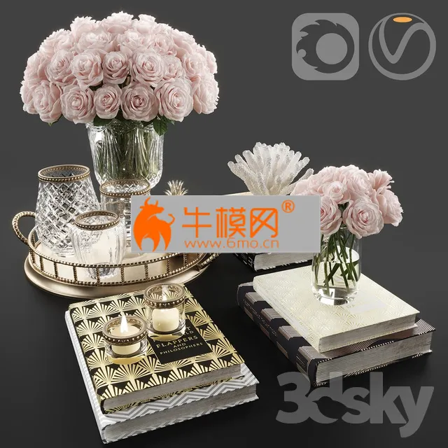 Rose and Crystal Vase Decoration Set 11 – 4830