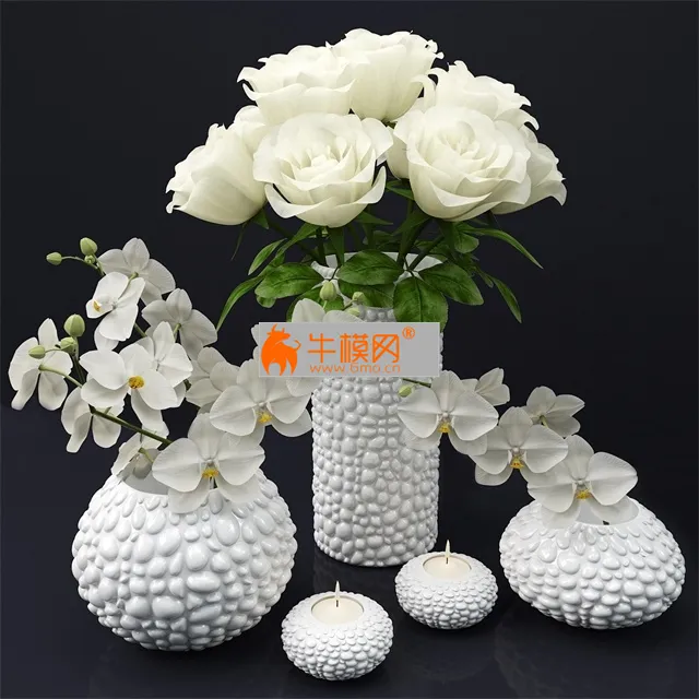 Set of decorative vases with flowers – 4838