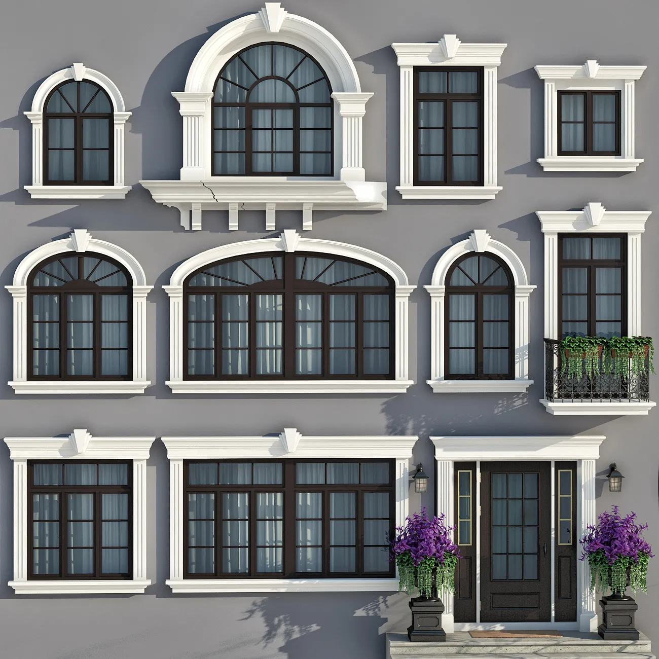Windows and doors in the style of modern classics v2 (Vray) – 4932