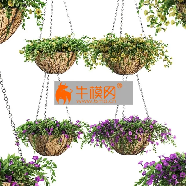 Flowers in pots on a chain. Petunia. 4 models – 4987