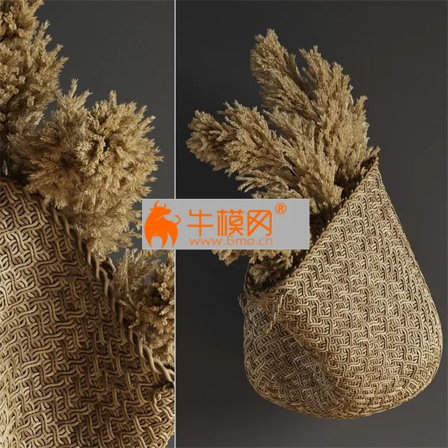Hand basket with pampas flower – 4990